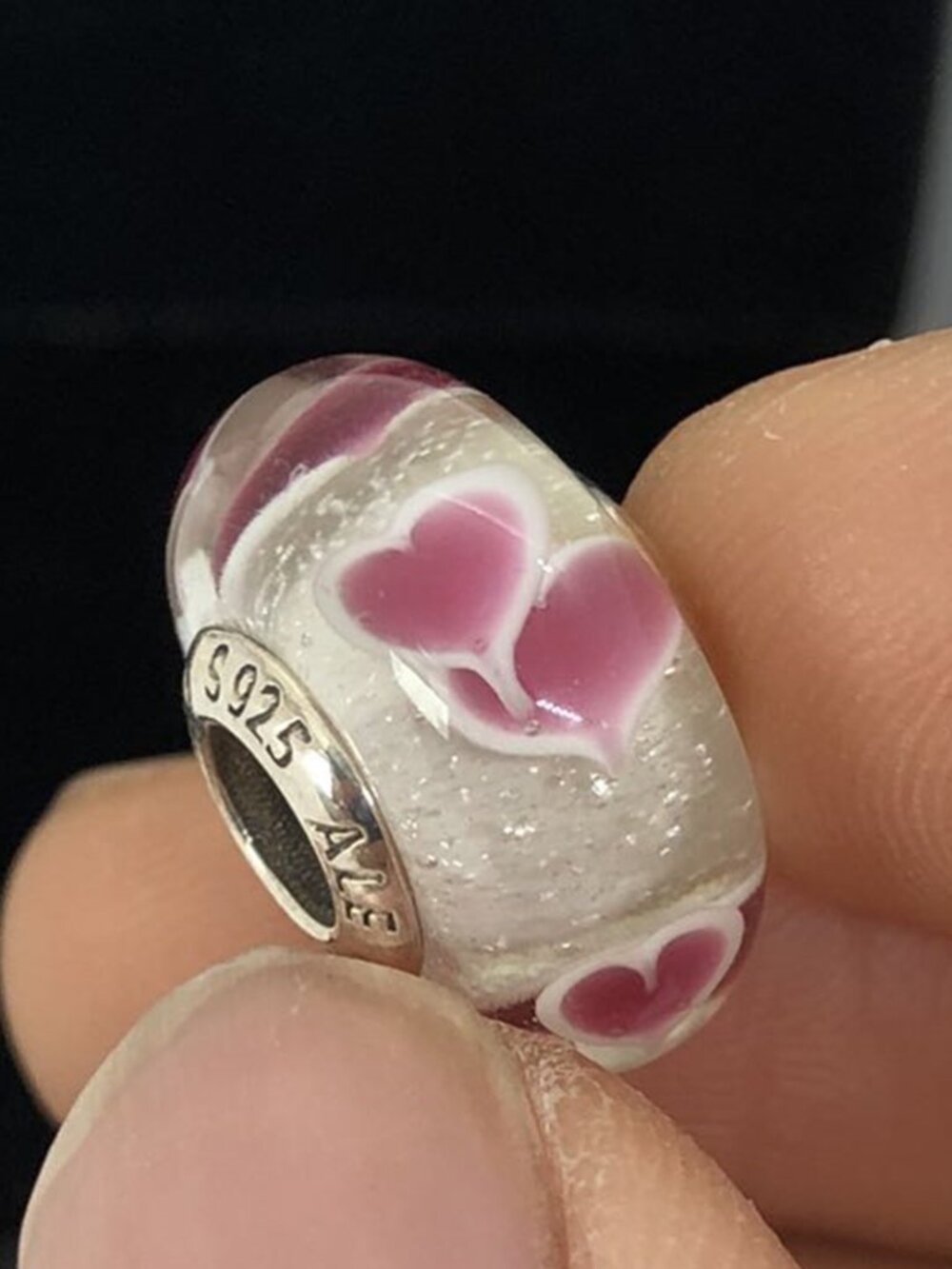 👍👍Pandora Murano Glass Bead Charm  Pink Heart